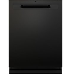 GE - Top Control Dishwasher with Standless Steel Interior and Santize Cycle - Black - Front_Zoom