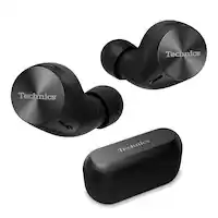 Technics - HiFi True Wireless Earbuds with Noise Cancelling and 3 Device Multipoint Connectivity with Wireless Charging - Black - Front_Zoom