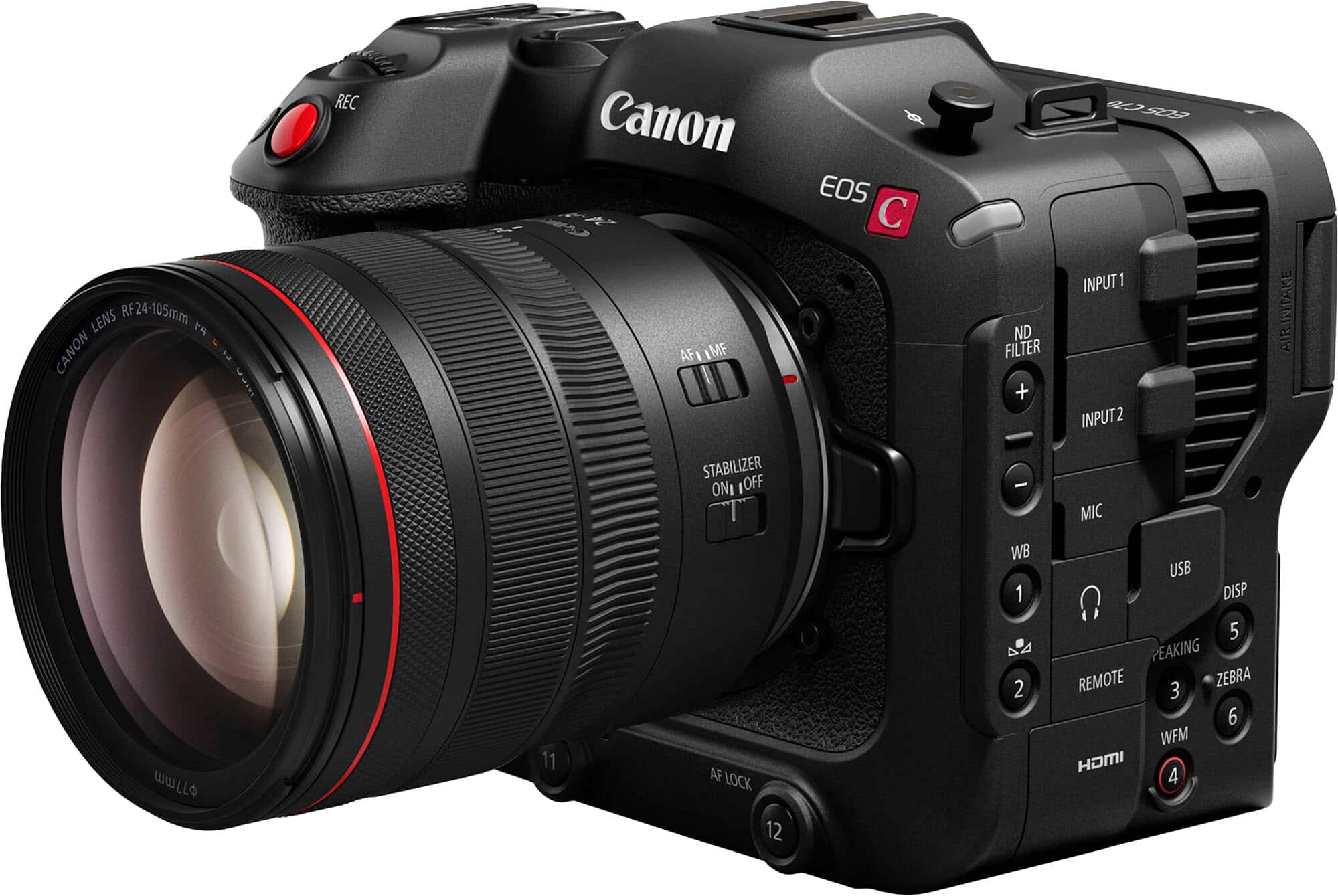 Canon - EOS C70 4K Video Mirrorless Cinema Camera with RF24-105mm f/4 L IS USM Lens - Black - Front_Zoom