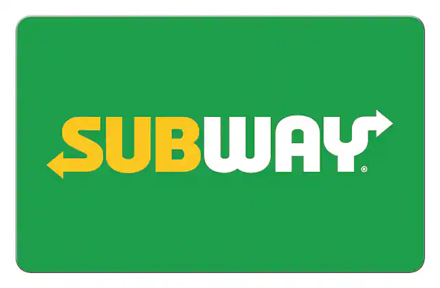 Front. Subway - $15 Gift Card.