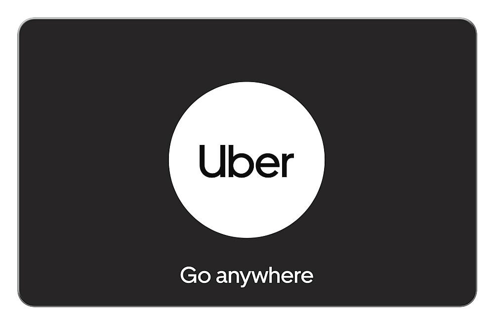 The largest text in the image reads "Uber," and it is displayed on a black background. The phrase "Go anywhere" is also present in the image, but it is smaller and less prominent than the "Uber" text.