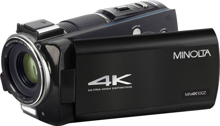 Minolta MN4K100Z 4K Video 28 Megapixel 10x Zoom Camcorder Black