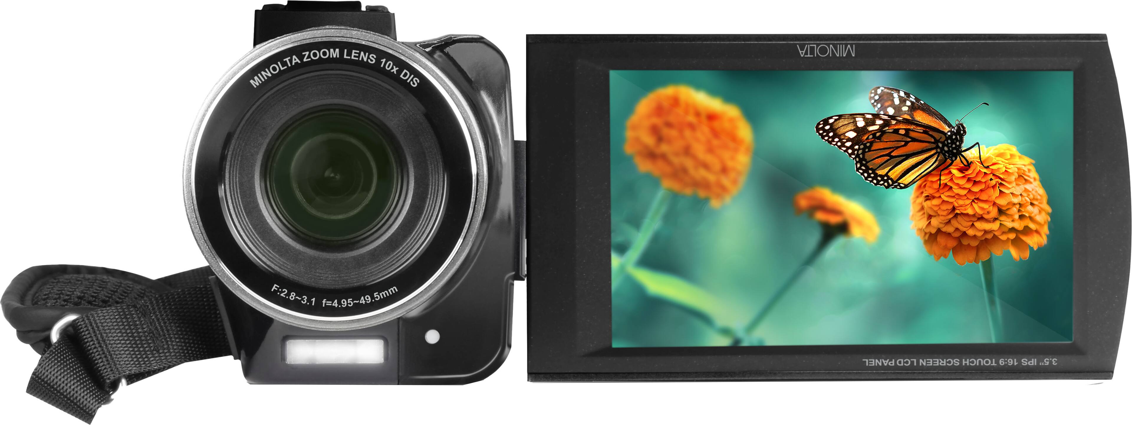 Alt View 1. Minolta - MN4K100Z 4K Video 28-Megapixel 10x Zoom Camcorder - Black.