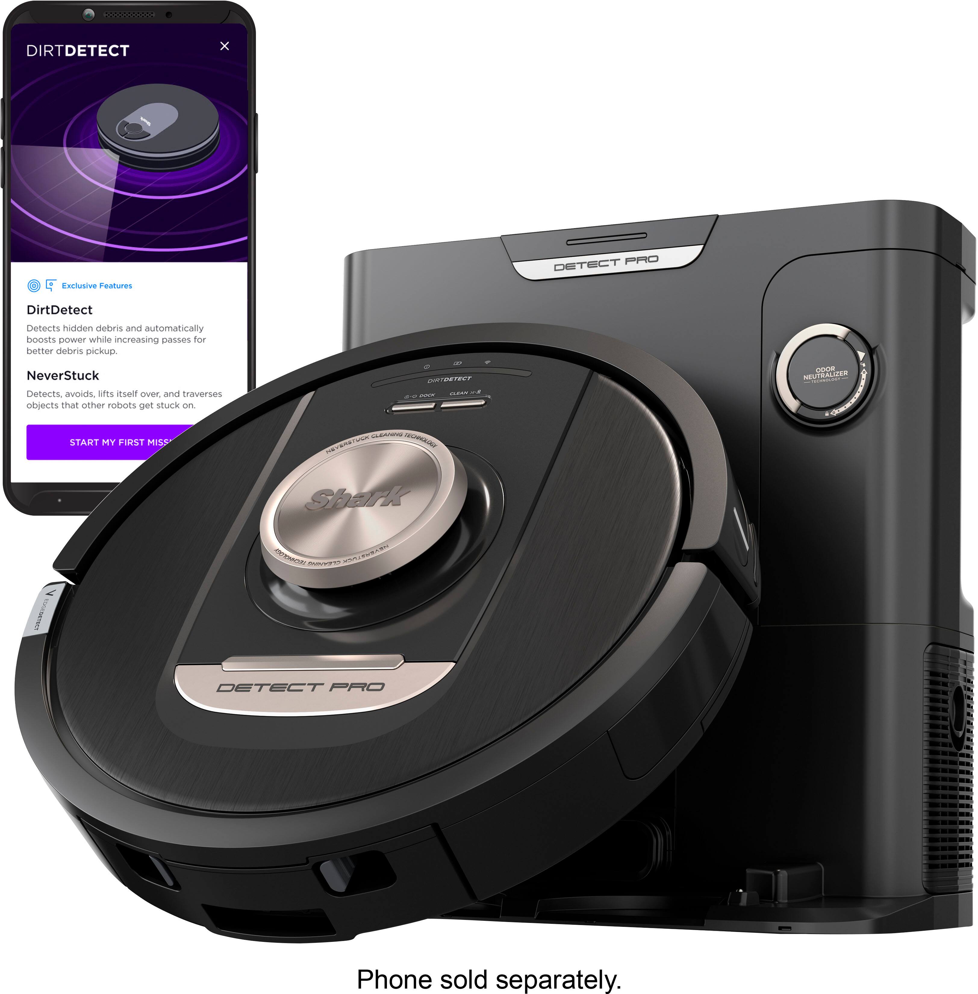 Angle. Shark - PowerDetect Self-Empty Robot Vacuum with NeverStuck Tech, HEPA Bagless Base, Advanced Object Detect, WiFi - Black.