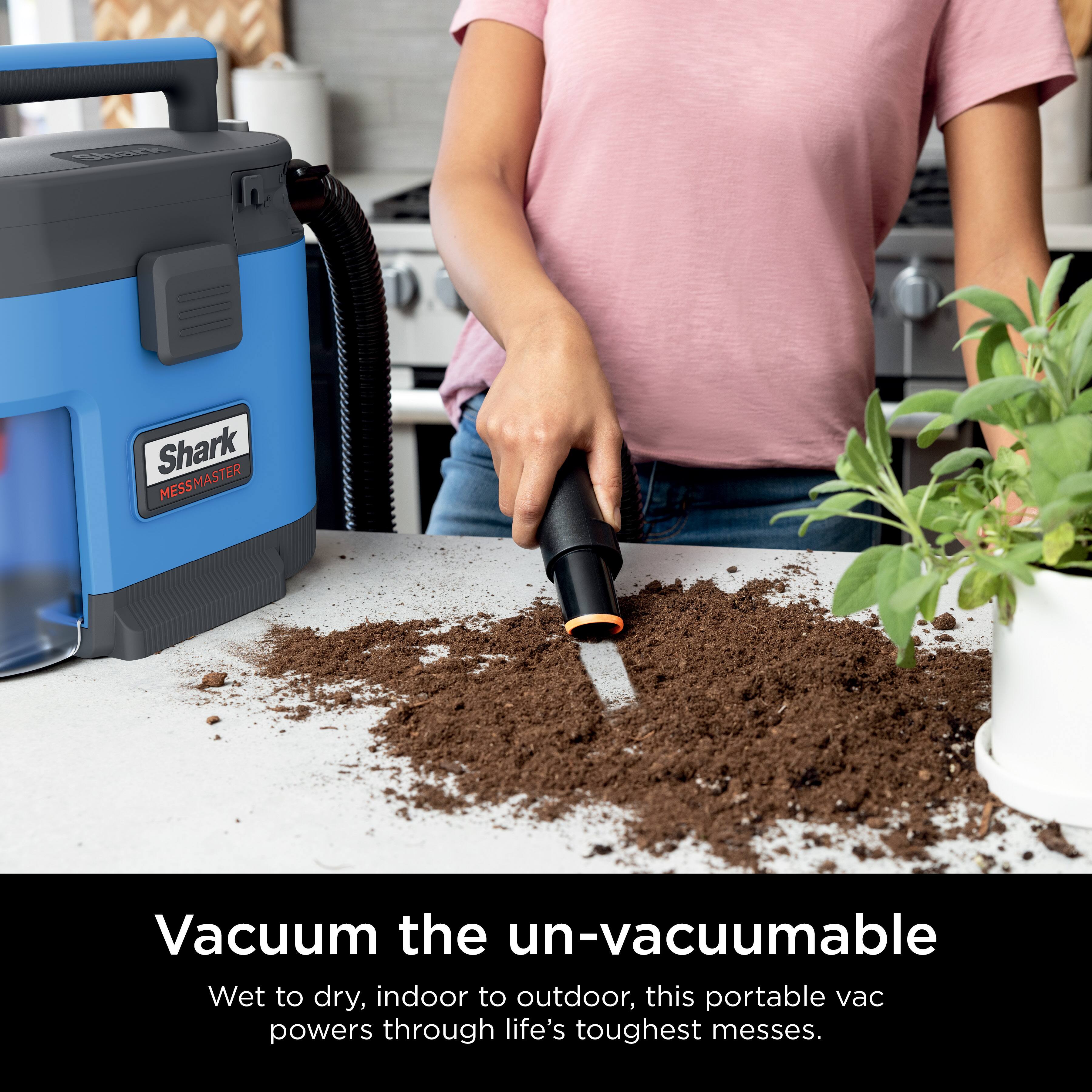 Shark MessMaster Portable Wet/Dry Vacuum, Small Shop Vac, 1 Gallon