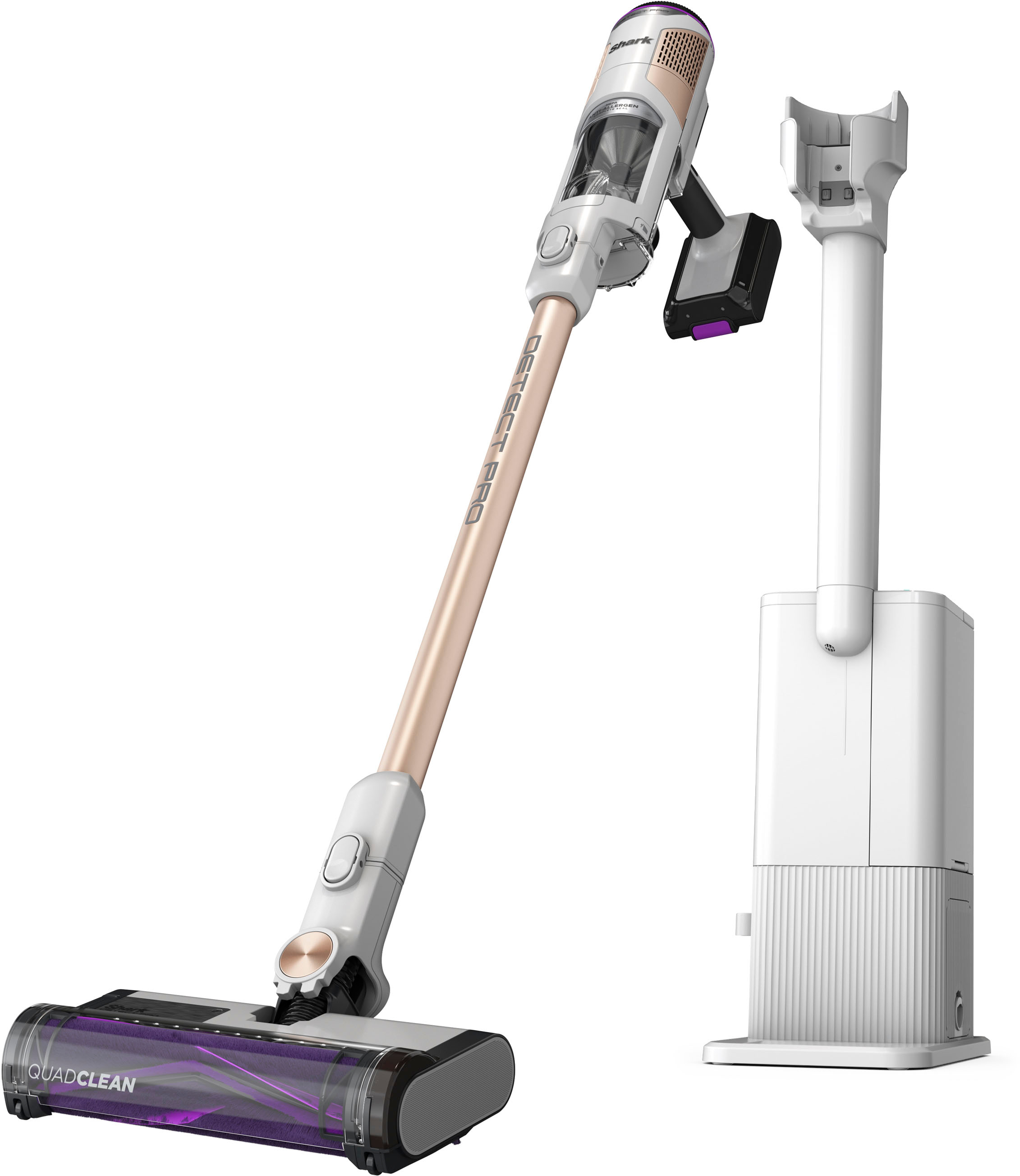 Shark Detect Pro Auto-Empty System, Cordless Vacuum with QuadClean  Multi-Surface Brushroll, HEPA Filter & 60-Minute Runtime White/Beats Brass  IW3511 - 