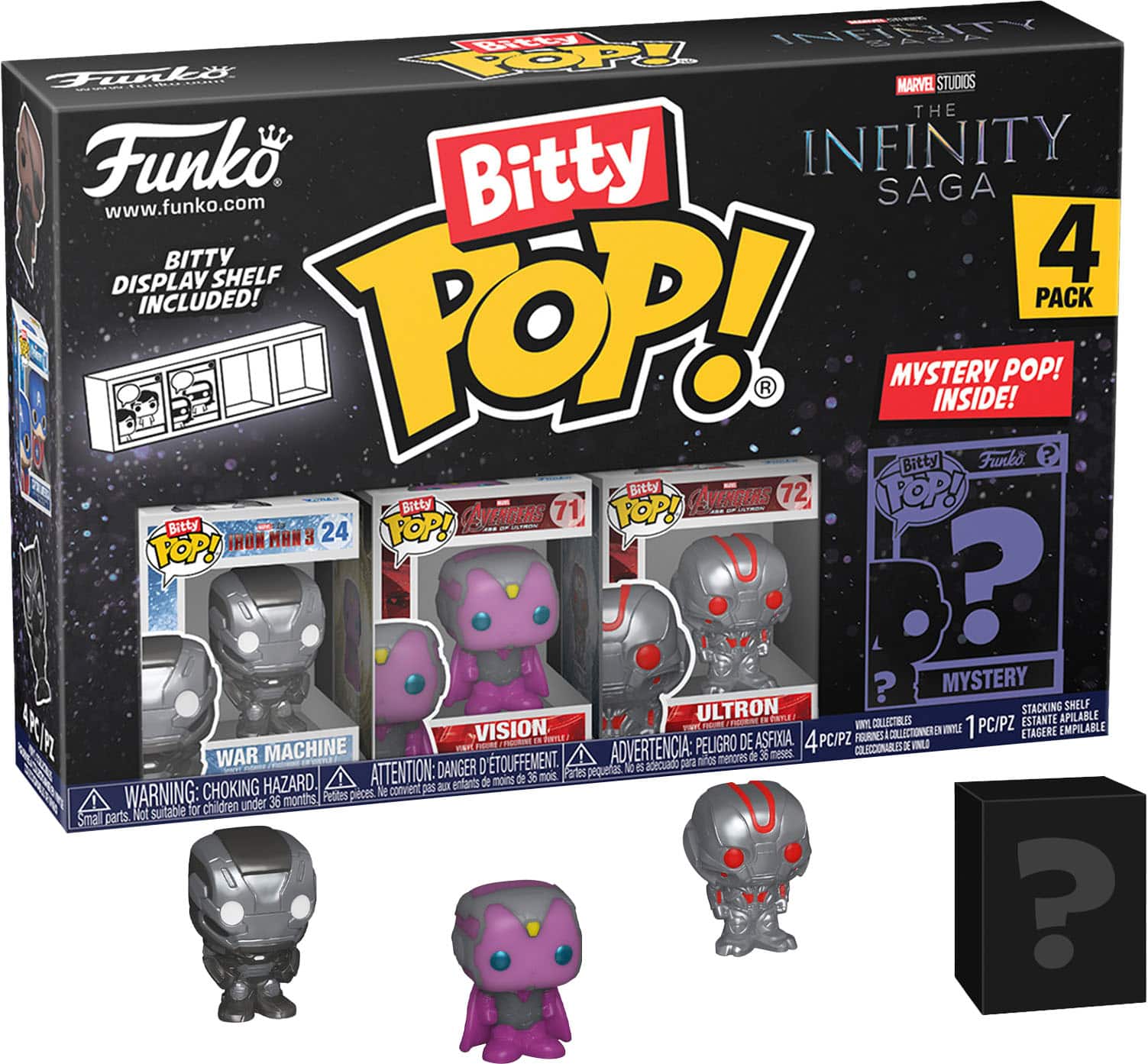Funko - Bitty POP! Marvel: The Infinity Saga 4 Pack - War Machine, Vision, Ultron, and Mystery Character - Multi - Front_Zoom
