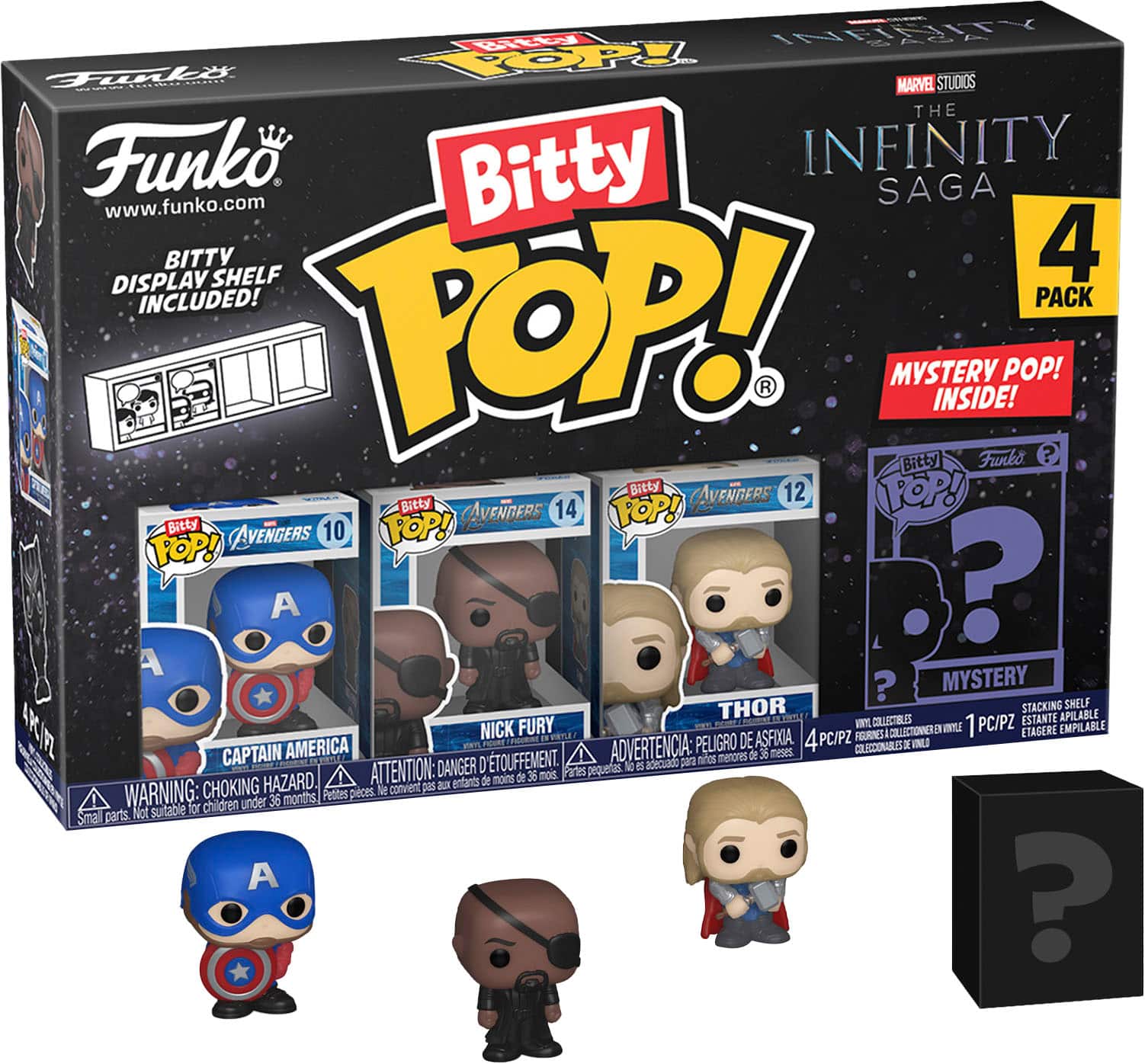 Funko - Bitty POP! Marvel: The Infinity Saga 4 Pack - Captain America, Nick Fury, Thor, and Mystery Character - Multi - Front_Zoom