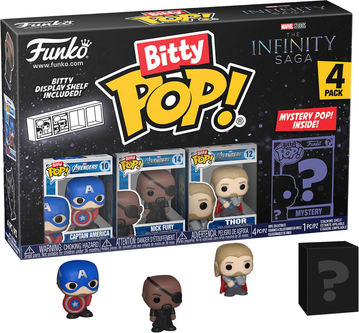Funko - Bitty POP! Marvel: The Infinity Saga 4 Pack - Captain America, Nick Fury, Thor, and Mystery Character - Multi