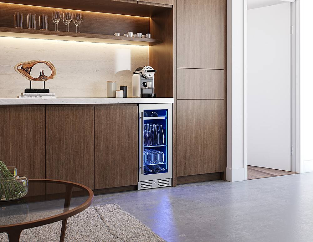 Alt View 12. Zephyr - Presrv 15 in. 3.4 Cu. Ft. 4-Bottle and 64-Can Single Zone Beverage Cooler - Stainless Steel + Glass.