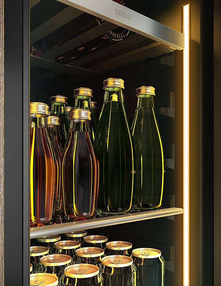 Alt View 18. Zephyr - Presrv 15 in. 3.4 Cu. Ft. 4-Bottle and 64-Can Single Zone Beverage Cooler - Stainless Steel + Glass.