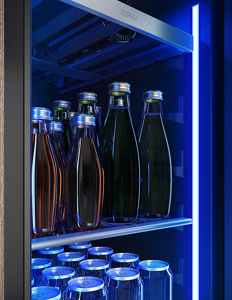 Alt View 19. Zephyr - Presrv 15 in. 3.4 Cu. Ft. 4-Bottle and 64-Can Single Zone Beverage Cooler - Stainless Steel + Glass.