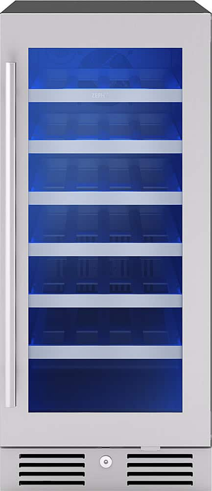 Angle View: Zephyr - Presrv 15 in. 3.4 Cu. Ft. 27-Bottle Wine Cooler with PreciseTemp - Stainless Steel/Glass