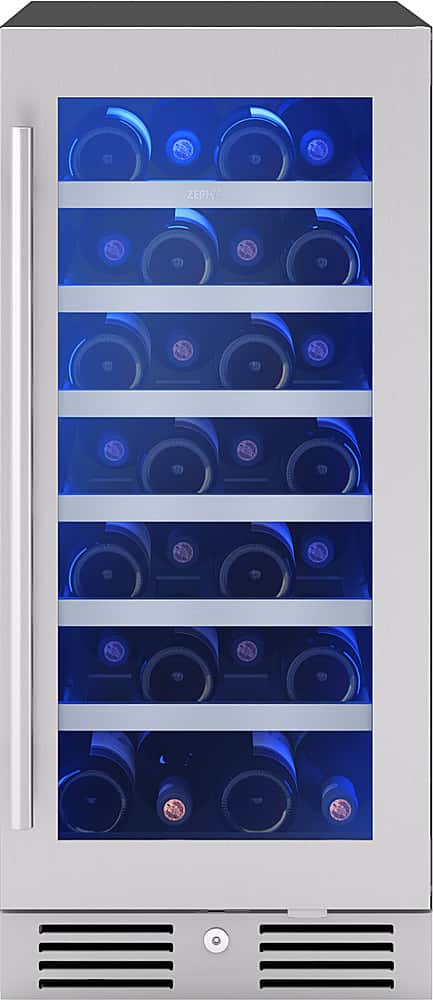 Front. Zephyr - Presrv 15 in. 3.4 Cu. Ft. 27-Bottle Wine Cooler with PreciseTemp - Stainless Steel + Glass.