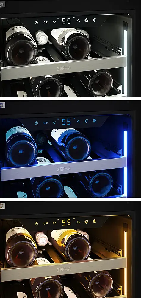 Alt View 21. Zephyr - Presrv 15 in. 3.4 Cu. Ft. 27-Bottle Wine Cooler with PreciseTemp - Stainless Steel + Glass.