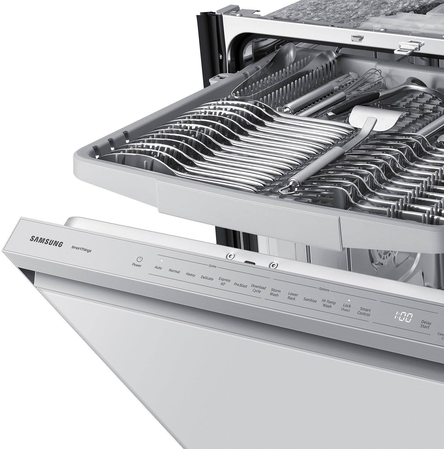 Alt View 18. Samsung - Bespoke AutoRelease Dry Smart Built-In Stainless Steel Tub Dishwasher with 3rd Rack, StormWash, 46 dBA - White Glass.