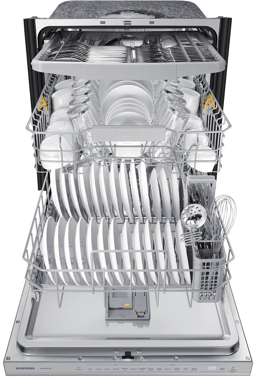 Alt View 15. Samsung - AutoRelease Dry Smart Built-In Stainless Steel Tub Dishwasher with 3rd Rack, StormWash, 46 dBA - Stainless Steel.