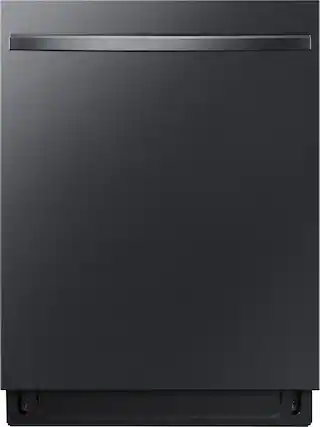 Front. Samsung - AutoRelease Dry Smart Built-In Stainless Steel Tub Dishwasher with 3rd Rack, StormWash, 46 dBA - Fingerprint Resistant Matte Black Steel.