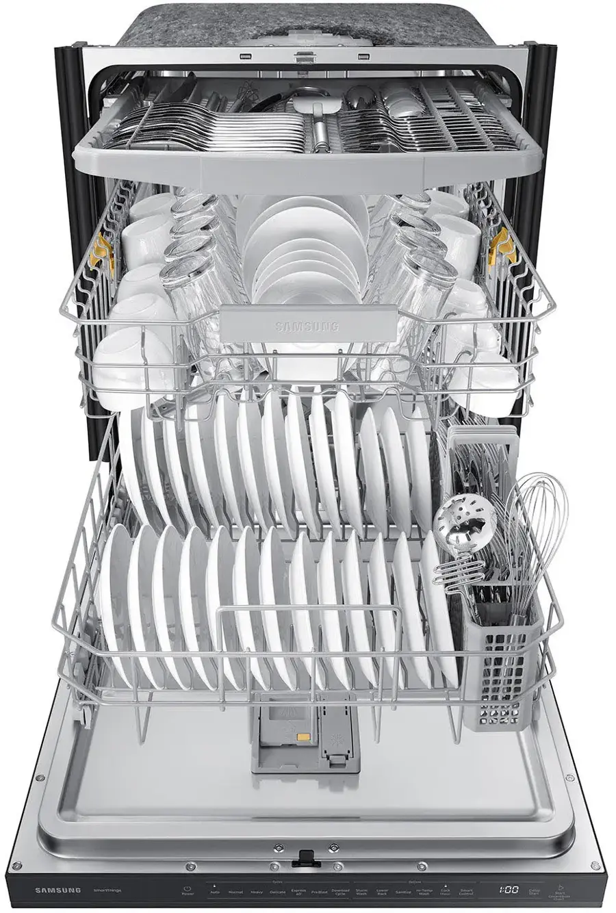 Alt View 15. Samsung - AutoRelease Dry Smart Built-In Stainless Steel Tub Dishwasher with 3rd Rack, StormWash, 46 dBA - Fingerprint Resistant Matte Black Steel.