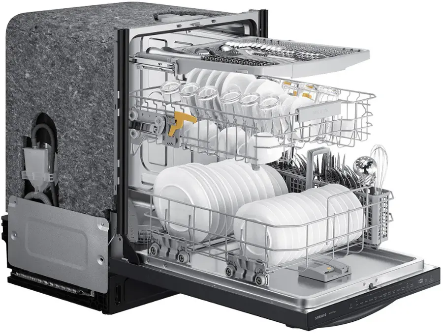 Alt View 16. Samsung - AutoRelease Dry Smart Built-In Stainless Steel Tub Dishwasher with 3rd Rack, StormWash, 46 dBA - Fingerprint Resistant Matte Black Steel.