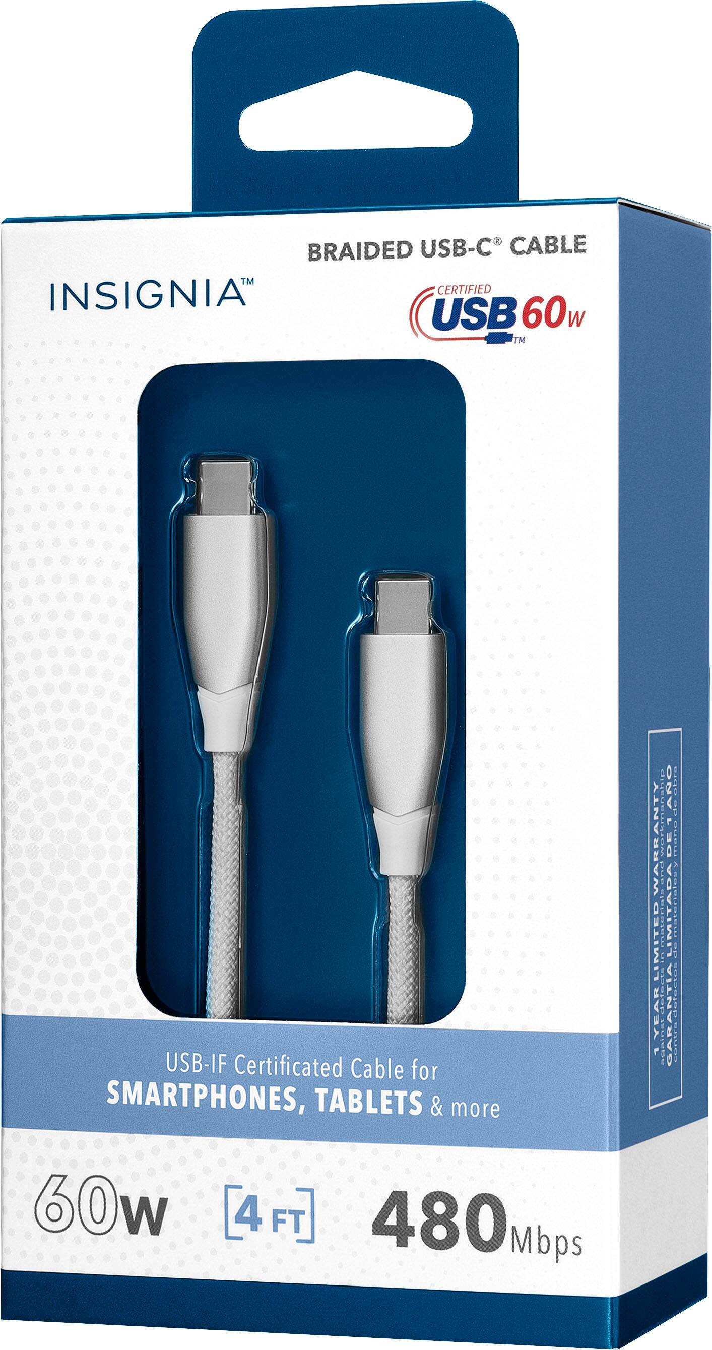 Alt View 13. Insignia™ - 4' USB-C to USB-C Charge-and-Sync Cable with Braided Jacket - White.