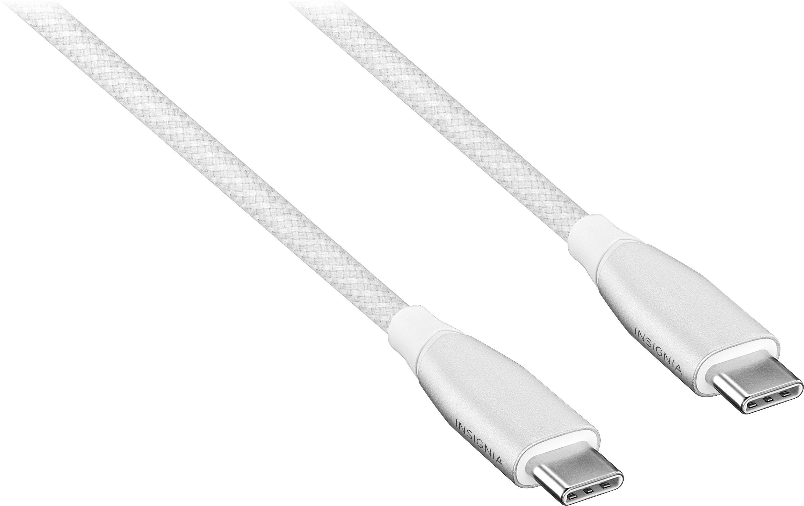 Angle. Insignia™ - 7' USB-C to USB-C Charge-and-Sync Cable with Braided Jacket - White.