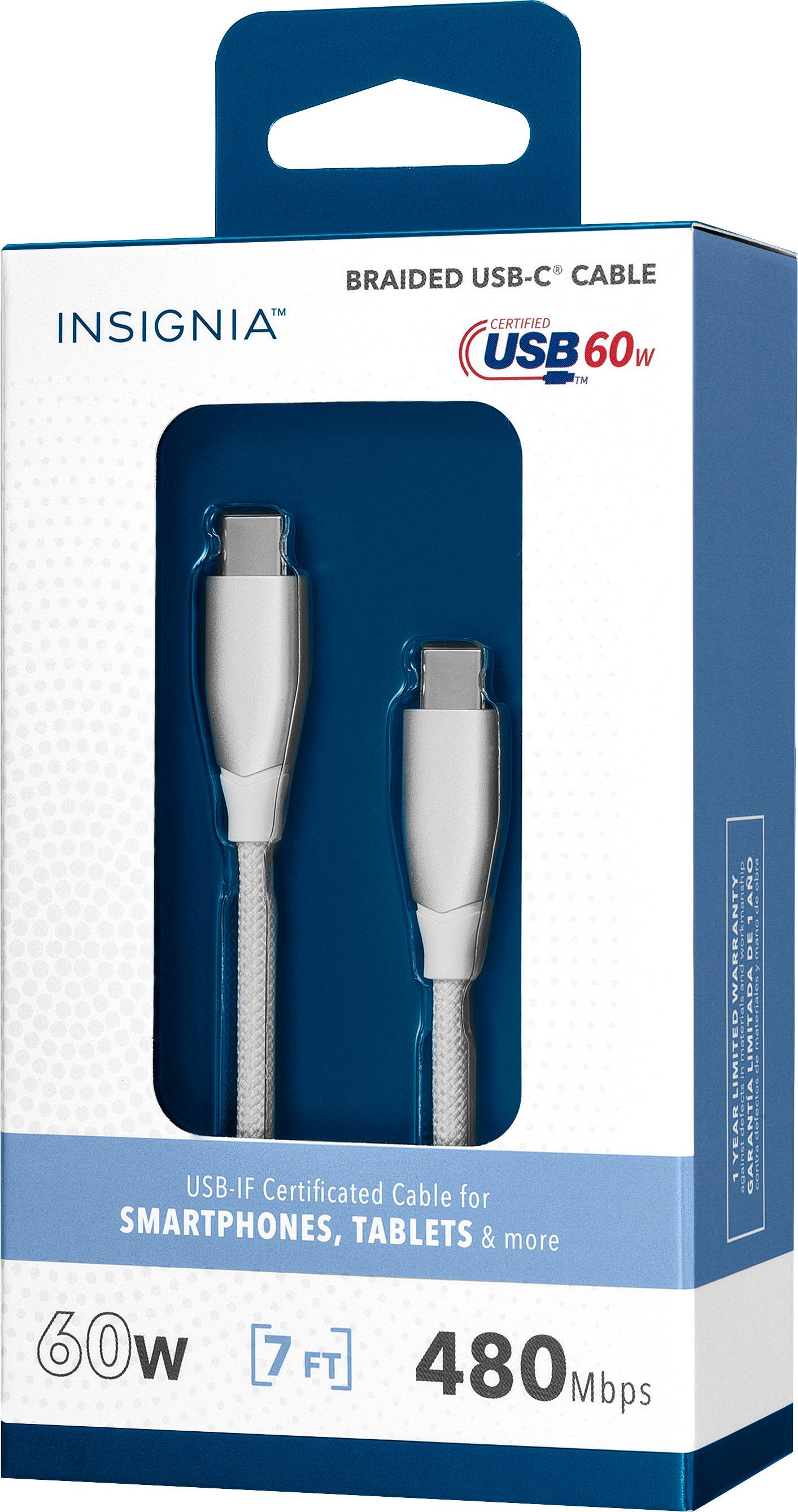 Alt View 13. Insignia™ - 7' USB-C to USB-C Charge-and-Sync Cable with Braided Jacket - White.