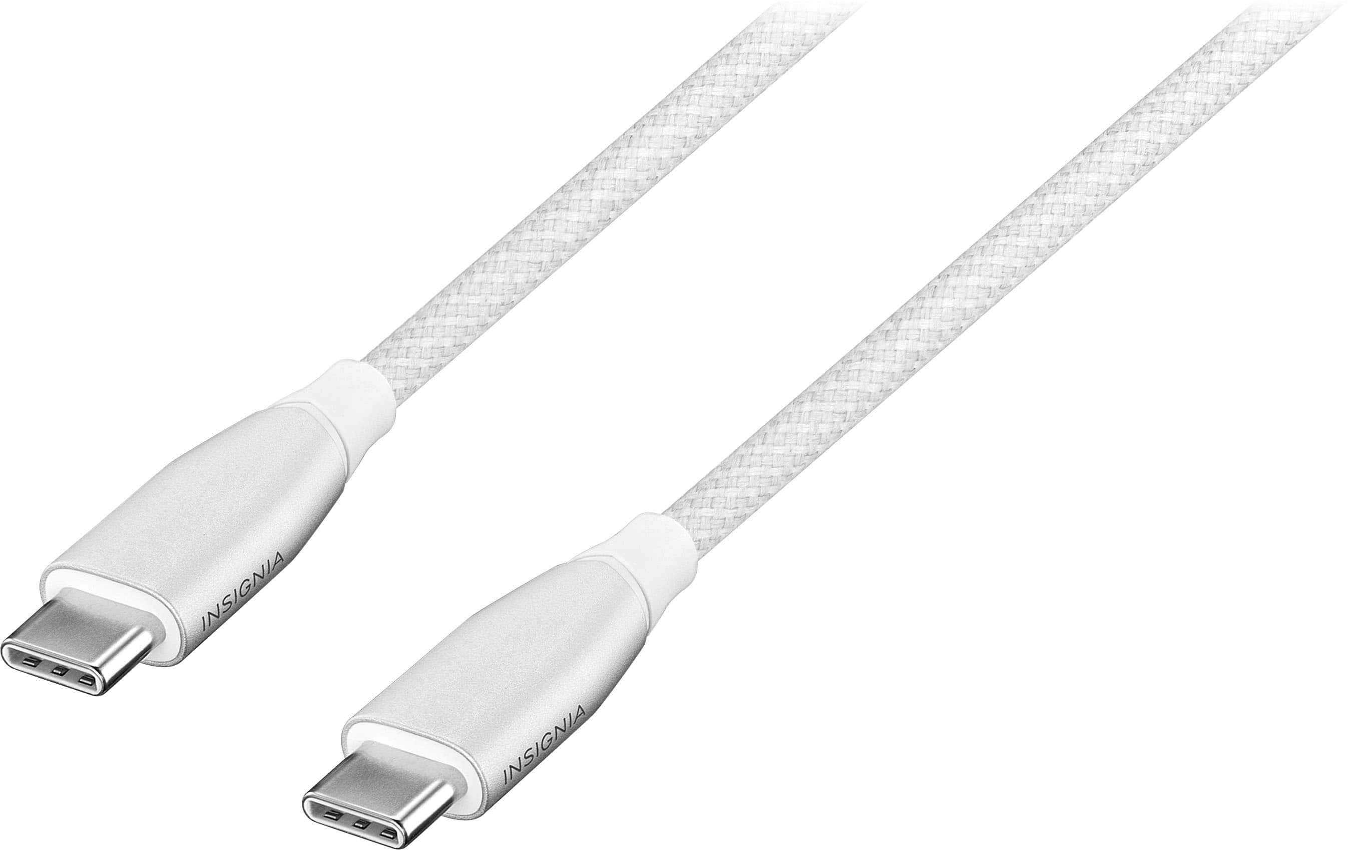 Front. Insignia™ - 10' USB-C to USB-C Charge-and-Sync Cable with Braided Jacket - White.