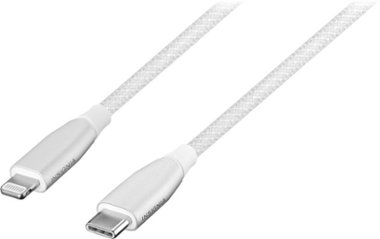 Insignia™ - 4' USB-C to Lightning Charge-and-Sync Cable with Braided Jacket - White - Front_Zoom
