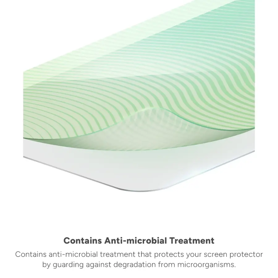 Contains Anti-microbial Treatment: This product contains anti-microbial treatment that protects your screen protector by guarding against degradation from microorganisms.