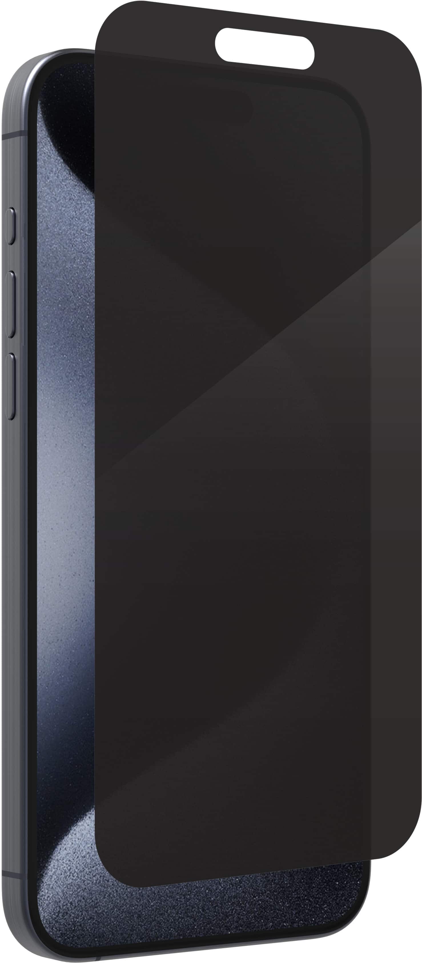 Angle. ZAGG - InvisibleShield Glass Elite Privacy Maximum Impact & Privacy Filtering Screen Protector for Apple iPhone 15 Pro Max - Clear.