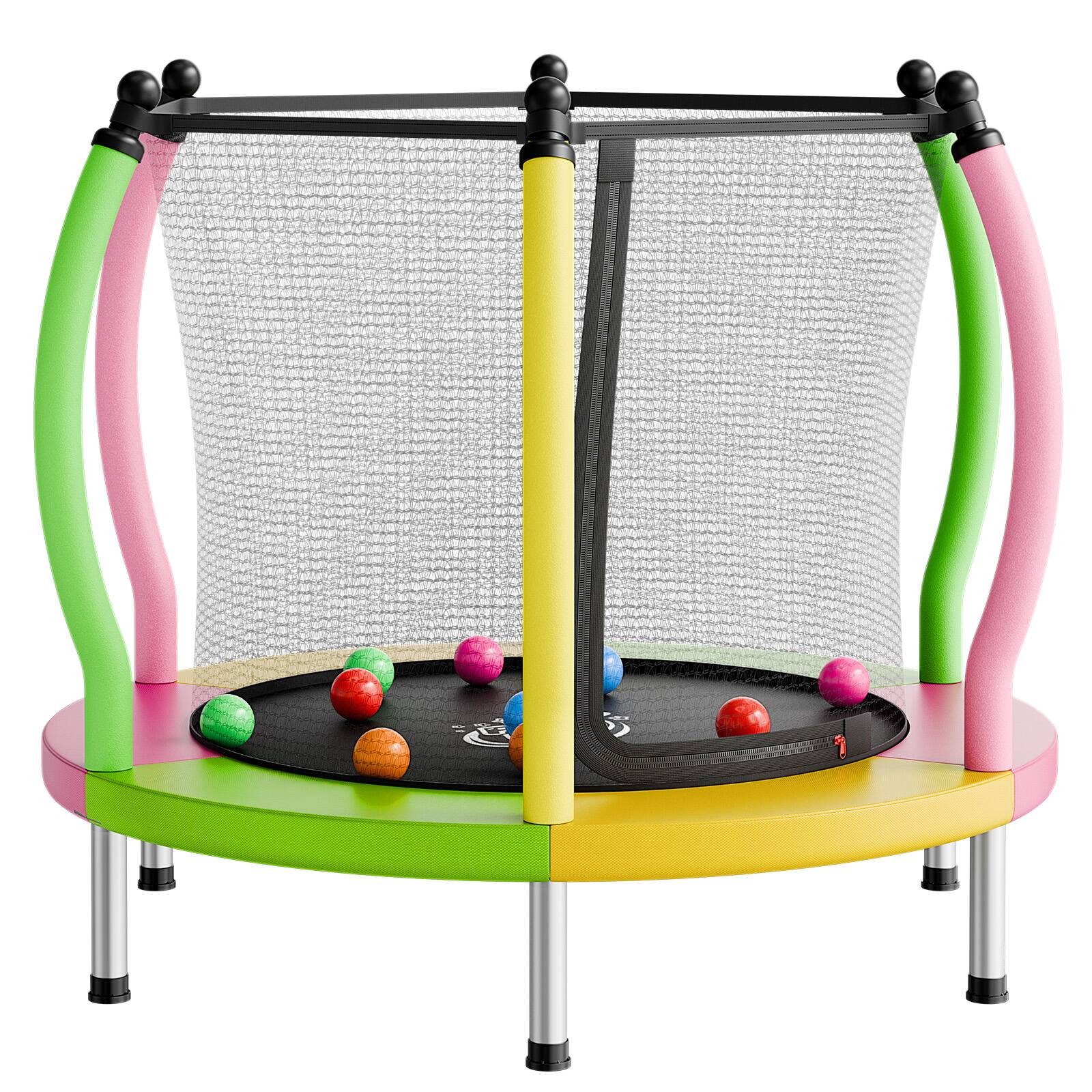 Alt View 5. VEVOR - Trampoline for Kids, Toddler Mini Trampoline, 132 lbs Capacity Indoor Outdoor Play Toys with Enclosure Net - Colorful.