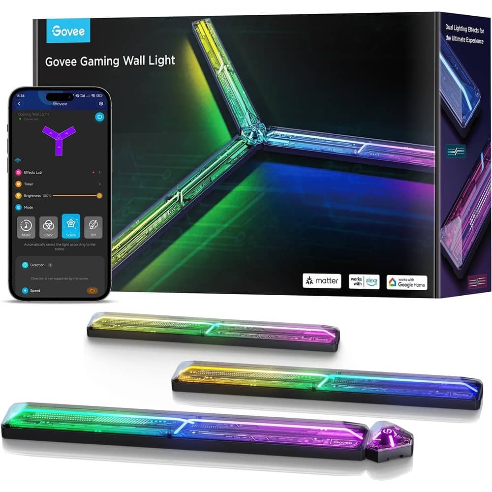 Schertz - Govee RGBIC Glide Gaming Wall Light, DIY Customizable LED Panels with Music & Lighting Effects, Works with Matter, Alexa