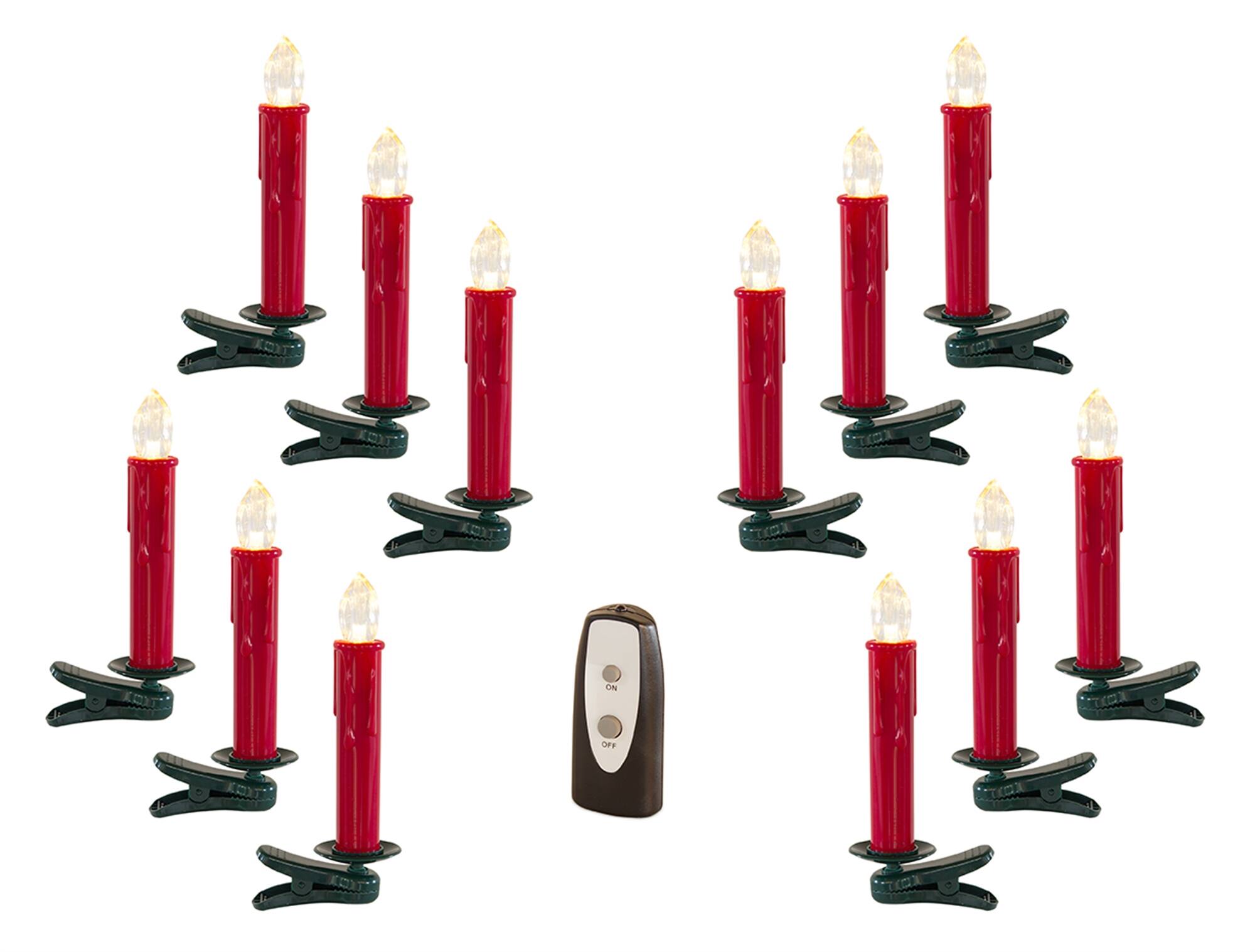 Angle. BreeBe - LED Clip on Taper Candle with Remote (Set of 24) - Red, Green.