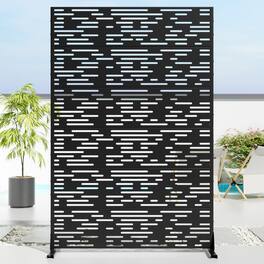PexFix - 72 in. x 35 in. Godfrey Pattern Metal Outdoor Privacy Screen & Panels, Freestanding Garden Divider Fence - Black