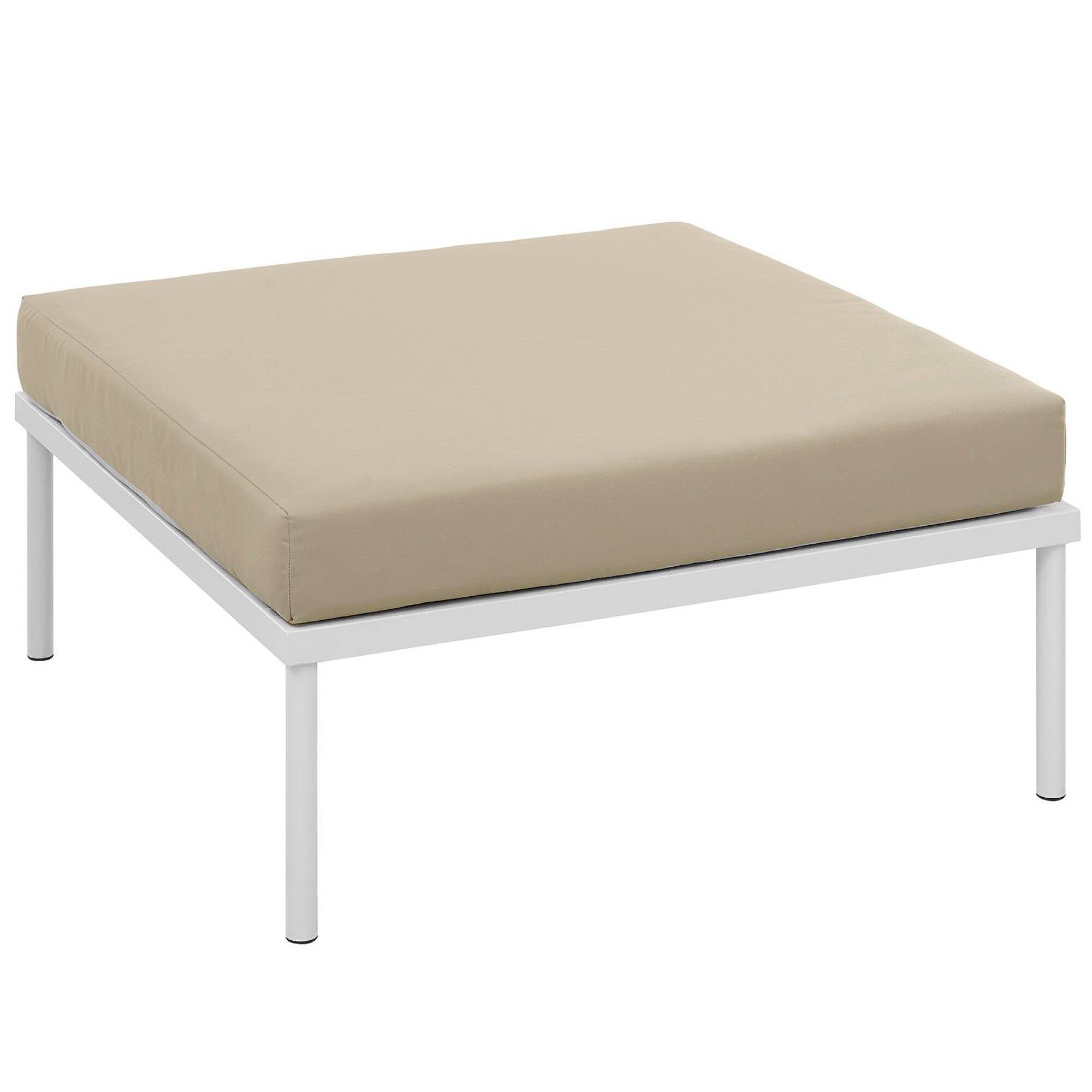 Left. Modway - Harmony Outdoor Patio Aluminum Ottoman by Modway - White Beige.