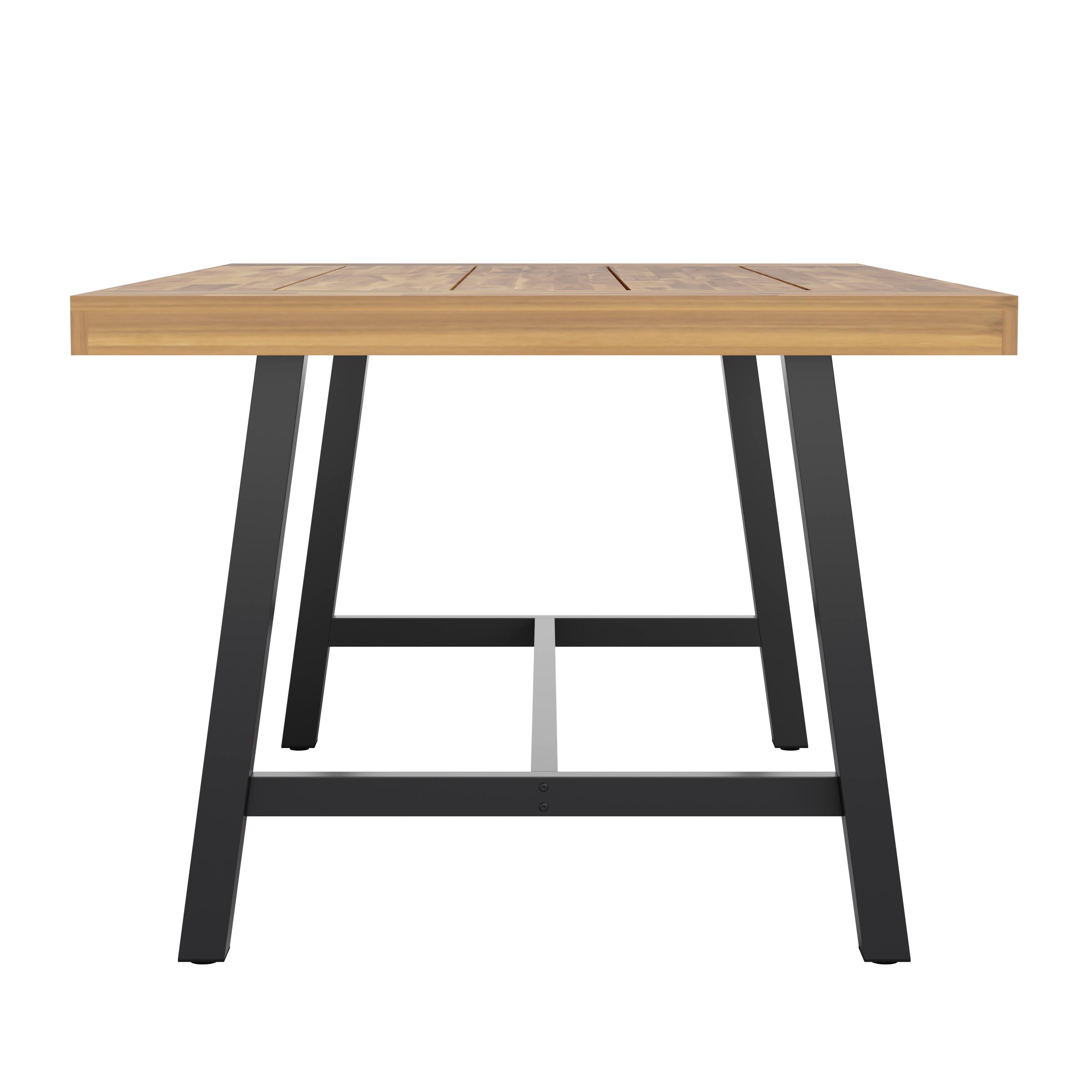 Alt View 7. Emma + Oliver - Whitford Solid Acacia Wood Dining Table with Metal Legs for Indoor and Outdoor Use - Natural Top/Black Frame.
