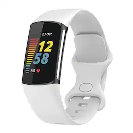 StrapsCo - Slim Active Band Silicone Rubber Watch Strap For Fitbit Charge 6 (Medium-Long) - Bright White
