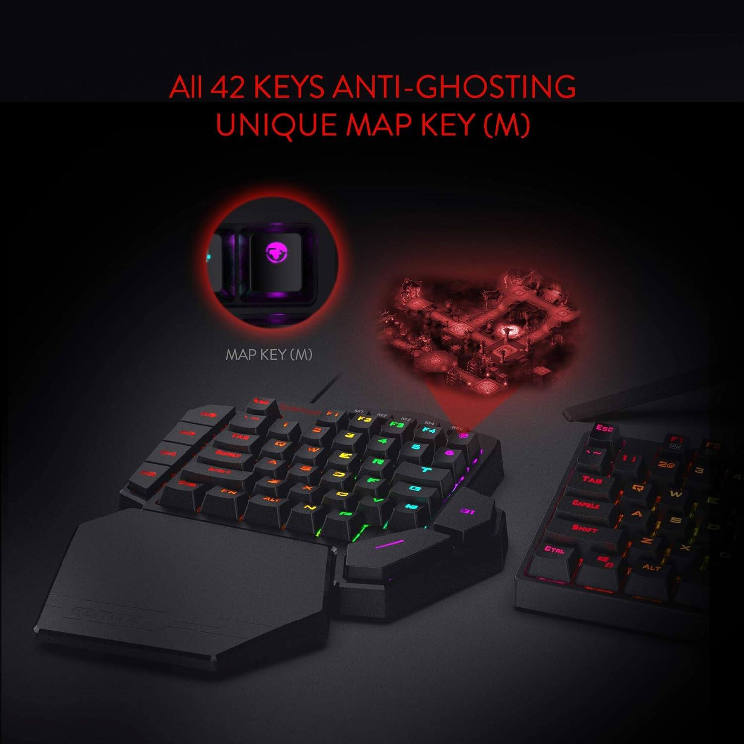 All 42 Keys Anti-Ghosting  
Unique Map Key (M)  

Map Key (M)