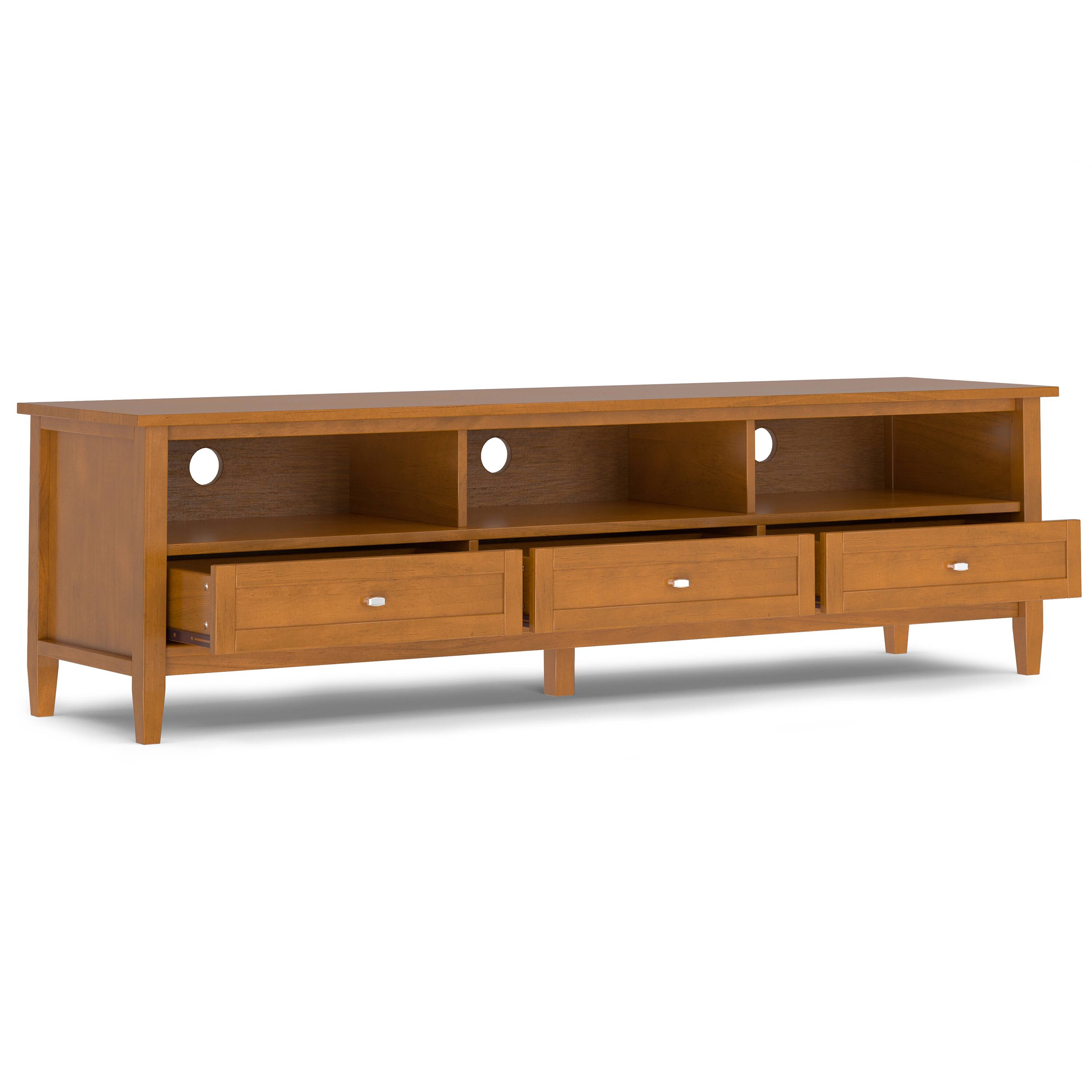 Back. Simpli Home - Warm Shaker SOLID WOOD 72 inch Wide Transitional TV Media Stand in Light Golden Brown For TVs up to 80 inches - Light Golden Brown.
