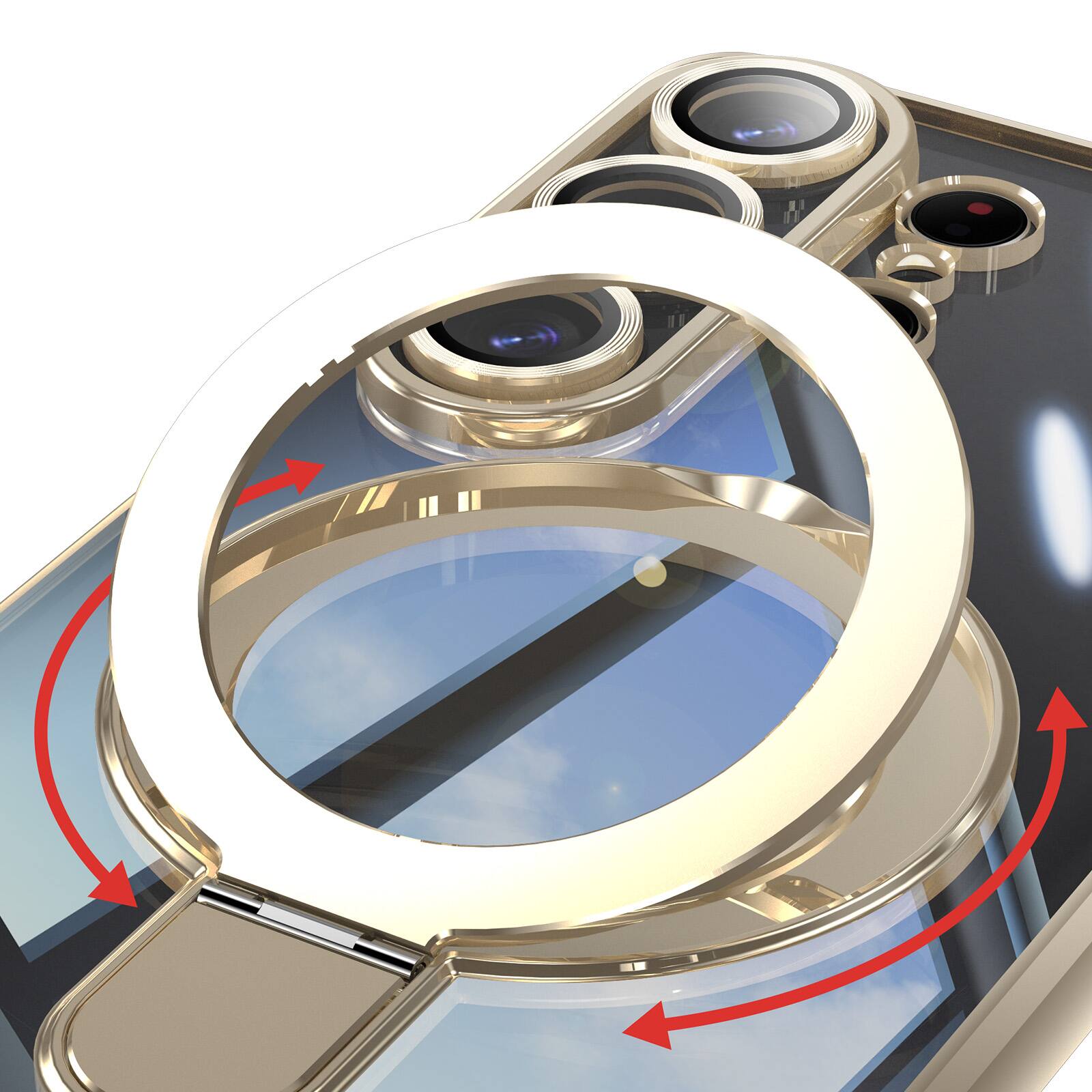 Alt View 1. Dteck - Clear Mag Safe Case for Samsung Galaxy S26 Ultra,Transparent Back Plated Bumper Shockproof Metal Stand Cover + Lens Film - Gold.