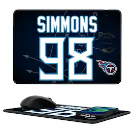 Keyscaper - Jeffery Simmons Tennessee Titans Wireless Charger and Mouse Pad - Black