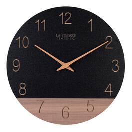 La Crosse Clock Co. - 12 inch Dark Sierra Wood Analog Quartz Wall Clock - Black/Brown