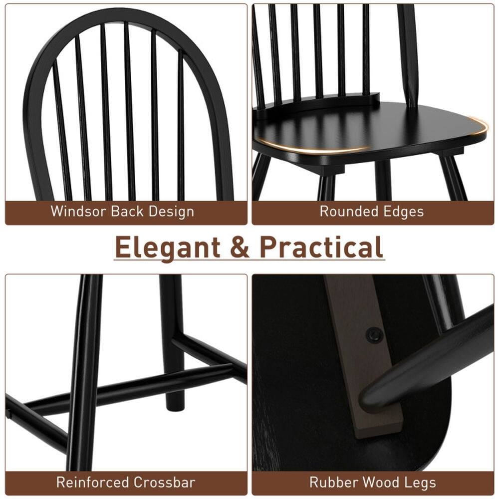 Windsor Back Design  
Rounded Edges  
Elegant & Practical  
Reinforced Crossbar  
Rubber Wood Legs