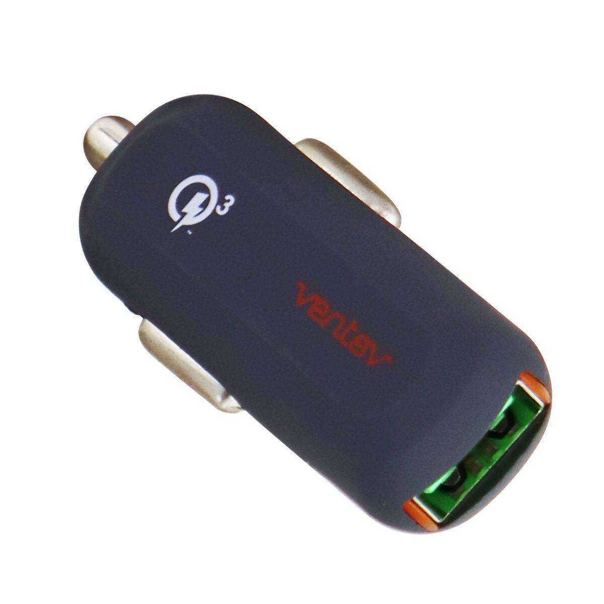 Left. Ventev - Dashport RQ1300 mini QC 3.0 Car Adapter w/ 3.3FT Micro-USB Cable - Gray.