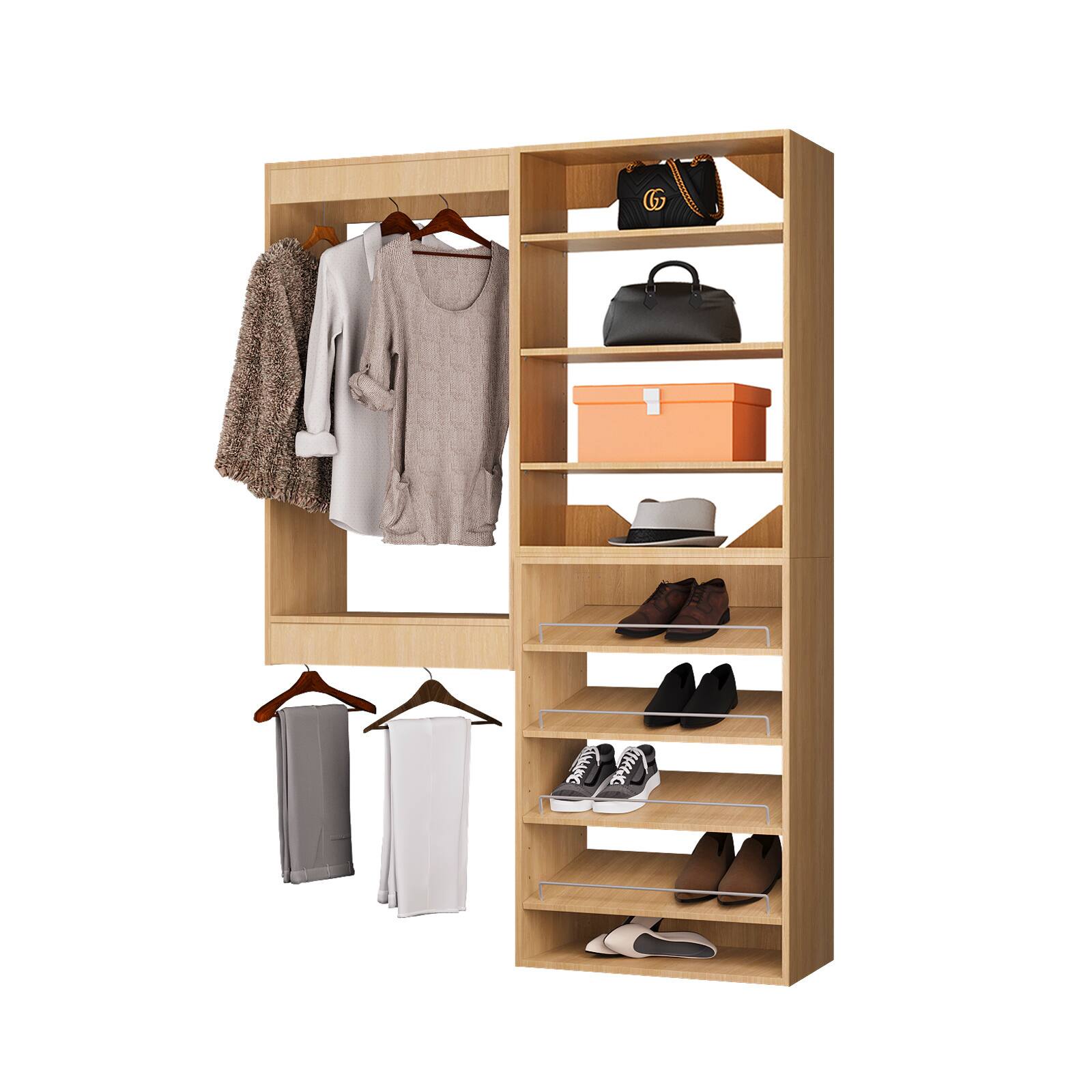 Front. Roomtec - Roomtec 46 in Wood Modular Closet System Unit-Customizable Wall Mounted Walk-In Closets for Bedroom or Walk-in Closet - Wood.