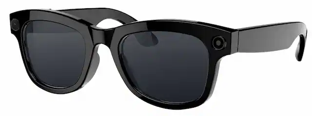 Front. LOKMAT - AI Smart Glasses, 8MP Camera, 1200P HD Video Recording, Real-Time Translation, Bluetooth Audio, Voice Assistant, Wi-Fi - Black.