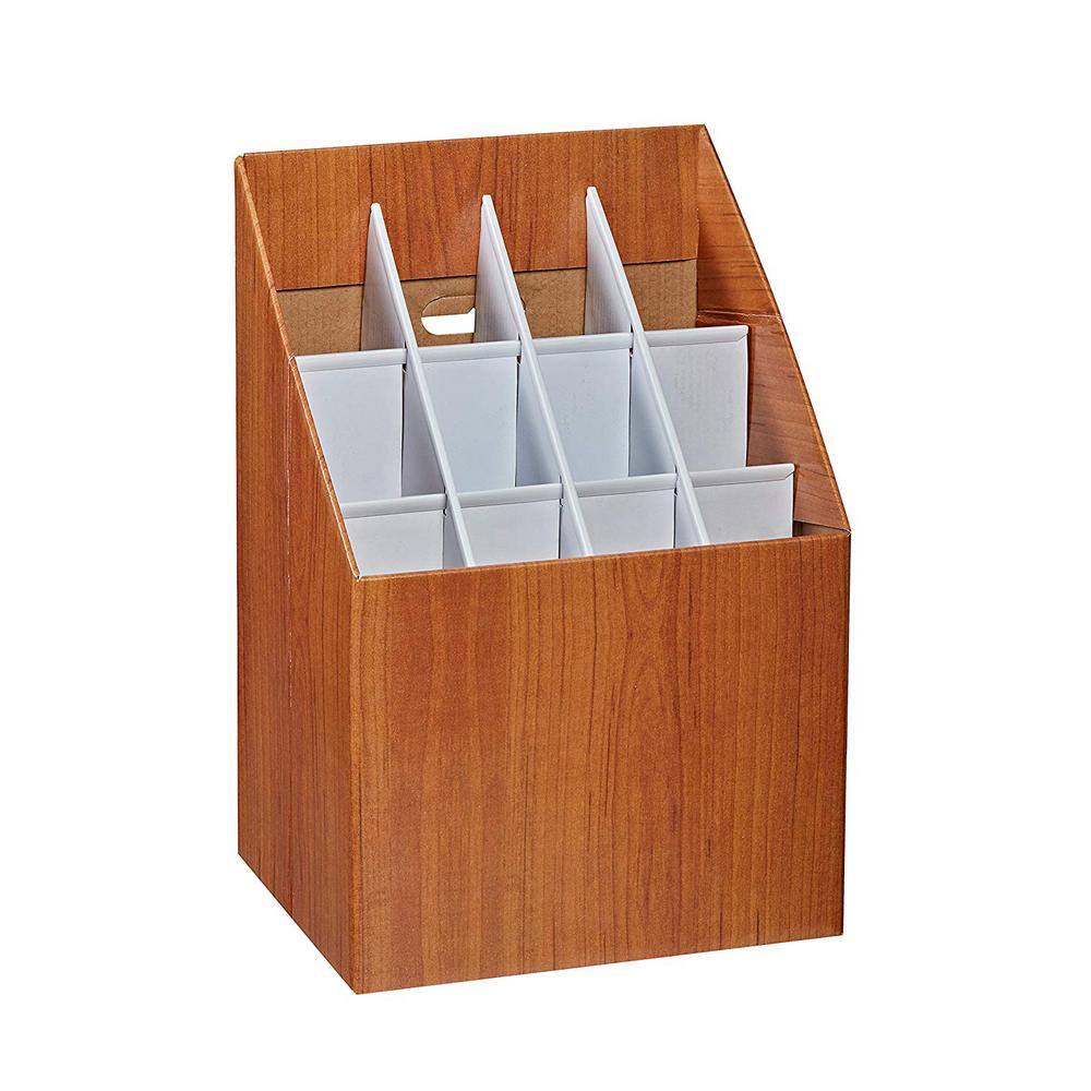 Front. AdirOffice - Blueprint Storage Rolled File Corrugated File Box - 12 Slot, Oak.