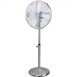 Loheer - 16 In Metal Stand Fan, Oscillating Pedestal Fan with 3 Speeds, Adjustable Height, Heavy Duty Indoor Cooling - Chrome