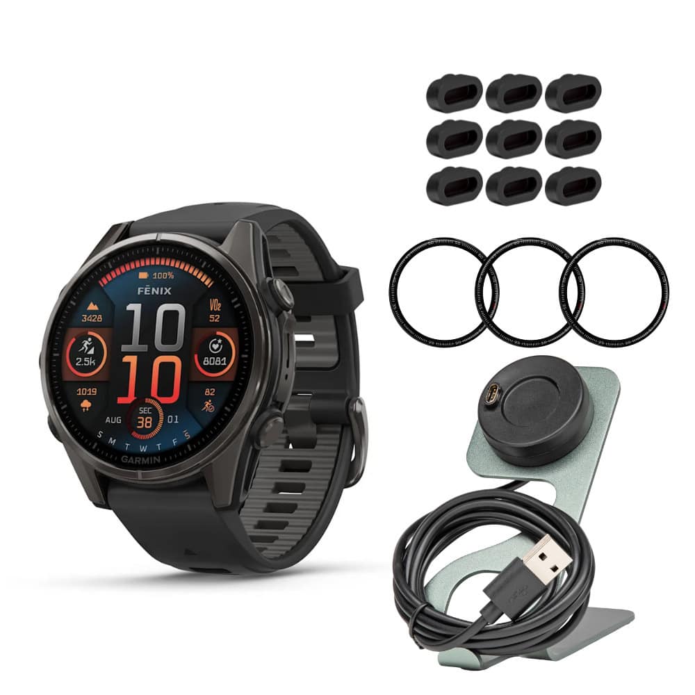 Garmin fenix 8 AMOLED Sapphire 43mm Smartwatch Bundle Black
